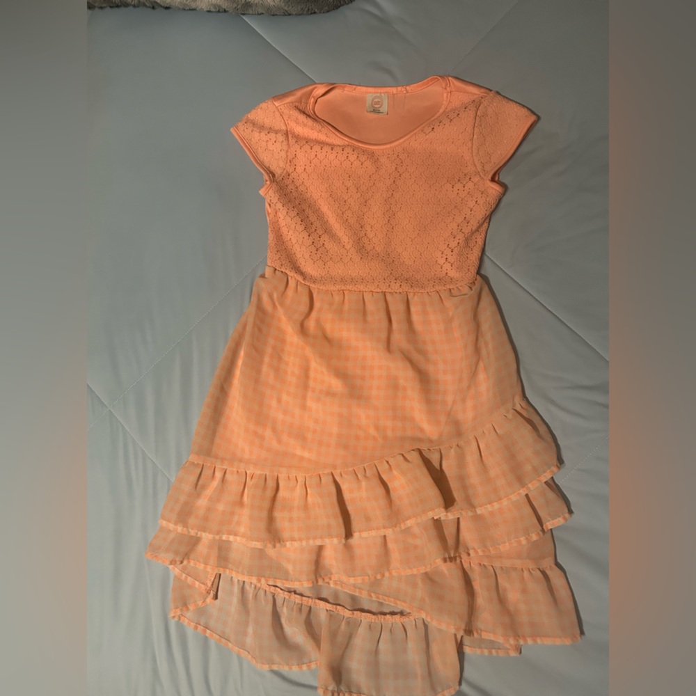 Wonder Nation Coral orange hi-low girls dress